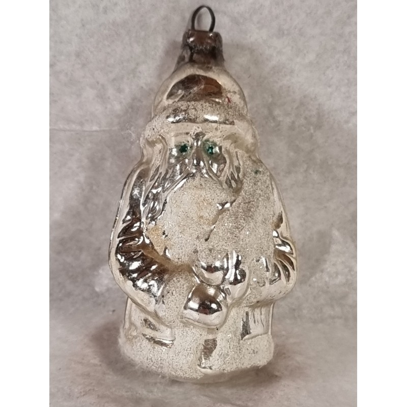Old glass ornament, Santa with blue eyes, h: 7,5 cm.