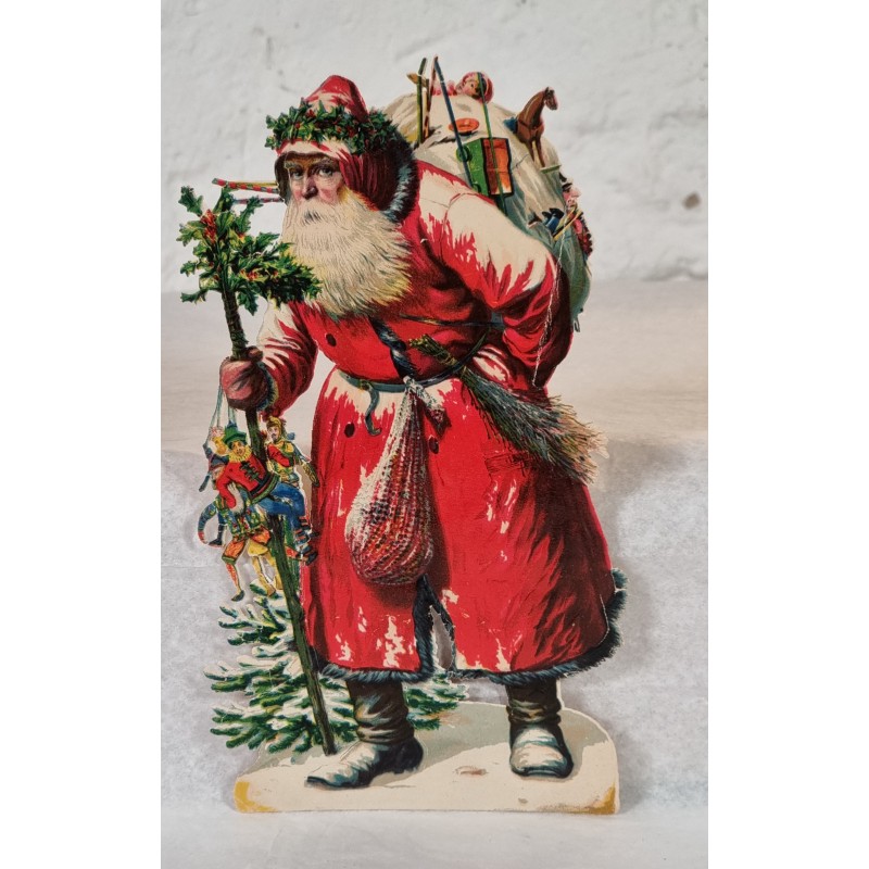 Antique scrap, Santa, h: 22 cm.