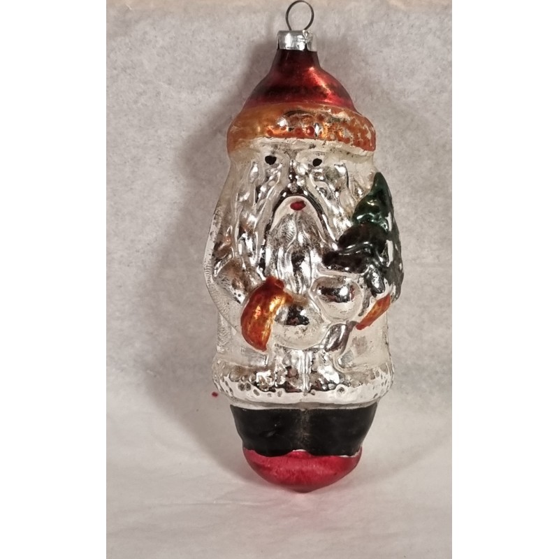 Antique German Santa in glass, h: 12 cm.