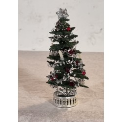 Old Christmas tree with ornaments and candles, h: 12 cm (small)