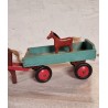 Old horse and wagon in wood, l: 38 cm, horse h: 14 cm.