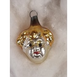 Antique glass ornament, woman head, h: 4 cm.