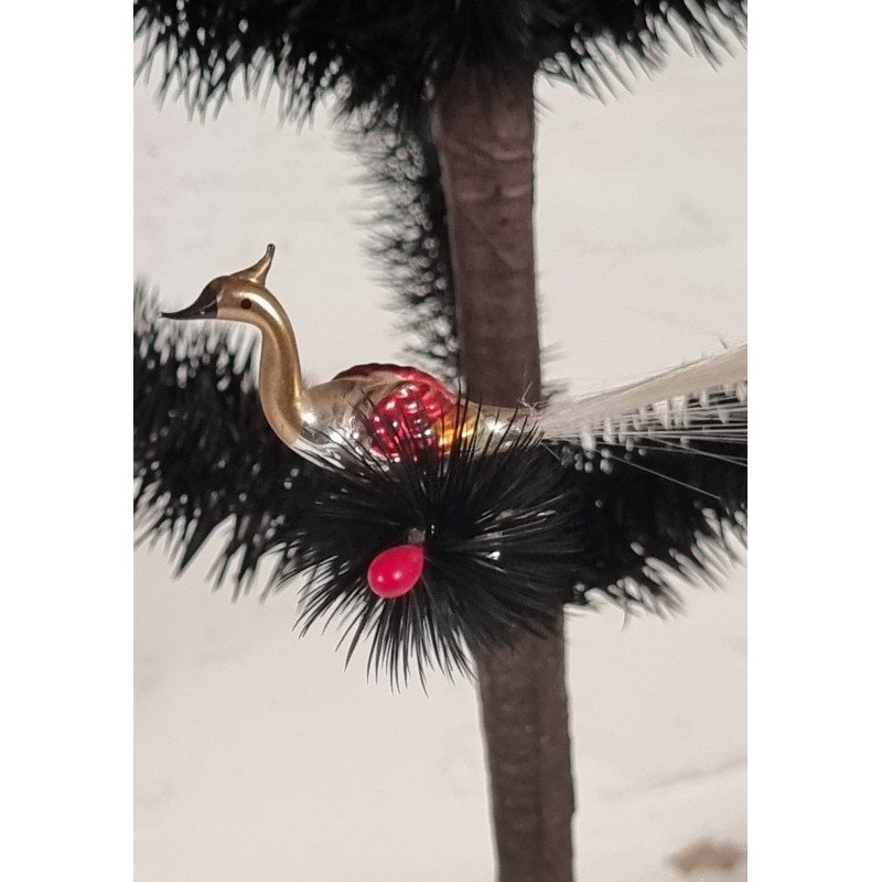 Antik glaspynt, lille eksotisk fugl, l: 6 cm (krop)