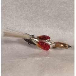 Antik glaspynt, lille eksotisk fugl, l: 6 cm (krop)