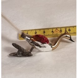 Antik glaspynt, lille eksotisk fugl, l: 6 cm (krop)