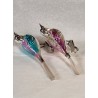 Old glass ornaments, big birds with a black skull, pastel, l: 17 cm.