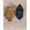 2 antique candle holders, colored, l: 4,5 cm. (2x)