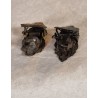 2 antique candle holders, colored, l: 4,5 cm. (2x)