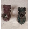 2 antique candle holders, colored, size: 5 x 3,5 cm. (2x)