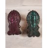 2 antique candle holders, colored, size: 5 x 3,5 cm. (2x)