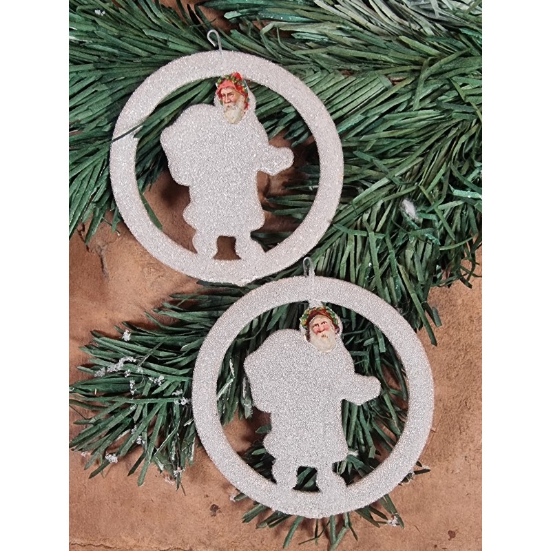 Old cardboard ornament, Santa with sugar, h: 7 cm.