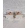 Old cardboard/cotton ornaments with sugar, 2 cradles with girls, size: 4 x 4 x 2,5 cm. (2x)