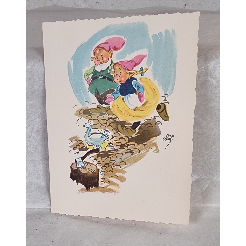 Gammelt Christel kort, dobb. kort, mål: 10,5 x 14 cm.