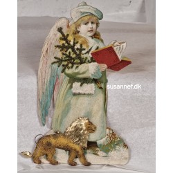 Antique cardboard ornament, angel, h: 20 cm.
