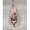 Antique cotton ornament, slipper with wax angel, h: 9 cm.