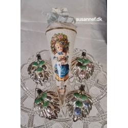 Antik glas opsats fra Fyns Glasværk, h: 18 cm, Ø: 16,5 cm.