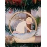 Old cardboard/tree ornament, angel in the sky, h: 6,5 cm.