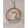 Old cardboard/tree ornament, angel in the sky, h: 6,5 cm.