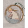 Old cardboard/tree ornament, angel in the sky, h: 6,5 cm.