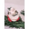 Snowchild in pine cone wagon, size: 8 x 3,5 cm.