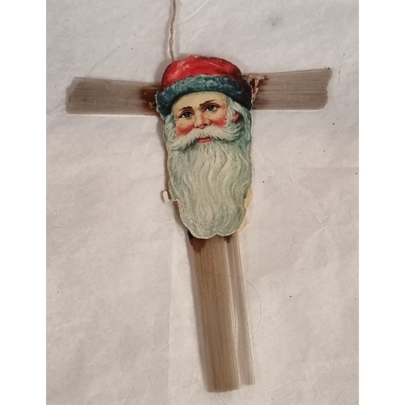 Antik glastråds pynt med julemand, fra Chemnitz, h: 13 cm.