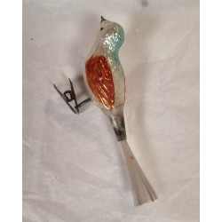 Antique glass ornaments, birds with spec. pattern, l: 13,5 - 14 cm.