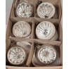 Box of old glass ornaments,reflector, silver/snow, h: 5,5 cm.