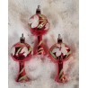 Old glass ornaments, lamp with diff. flowers, h: 8 cm.