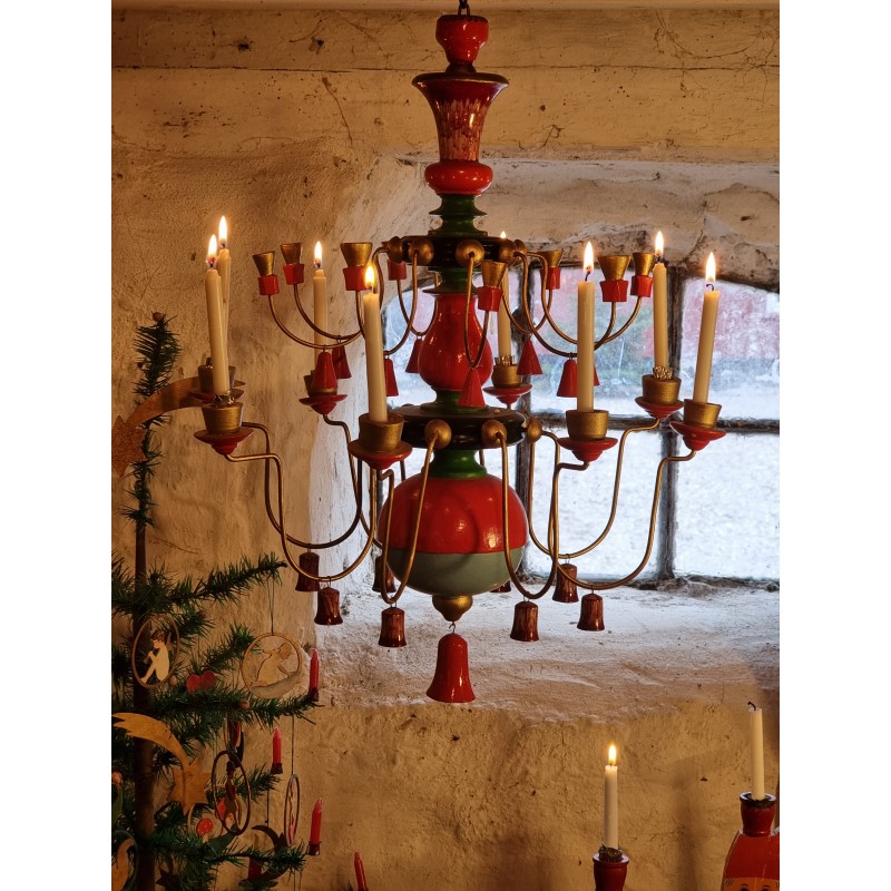 8 arm stand, chandelier, Christmas pyramid, from Erzgebirge, h: 54 cm.