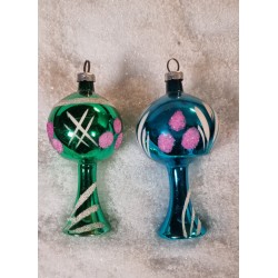 Old glass ornament, lamps with diff. pattern, h: 8 cm.