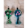 Old glass ornament, lamps with diff. pattern, h: 8 cm.
