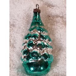 Old glass ornament, Santa and tree, h: 8 cm.