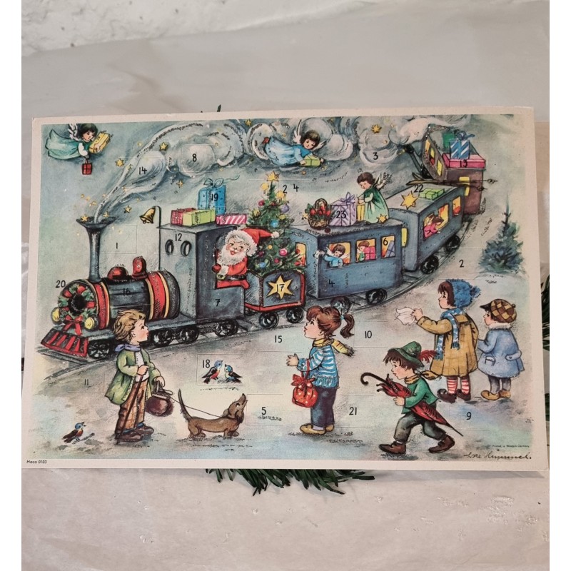Gammel julekalender fra Hummel, mål: 20 x 28 cm.