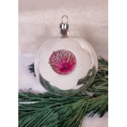 Antique glass ornament with snow and 3 reflectors, h: 7,5 cm.
