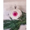 Antique glass ornament with snow and 3 reflectors, h: 7,5 cm.