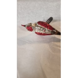 Old glass ornament, birds with nice back pattern, l: 13 - 14,5 cm.