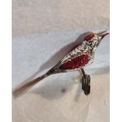 Old glass ornament, birds with nice back pattern, l: 13 - 14,5 cm.