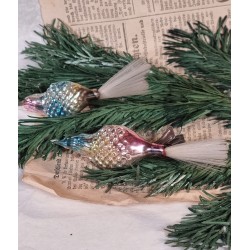 Old glass ornaments, birds, pastel, l: 12 cm.