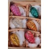 Old glass ornament, pine cones, colored, h. 6 - 8 cm.