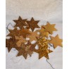 14 old golden foil stars, cardboard, h: 7 cm.