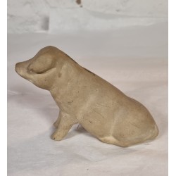 Gammelt lertøj, sparebøsse, gris, mål: 17 x 9,5 cm.