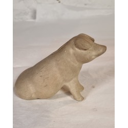 Gammelt lertøj, sparebøsse, gris, mål: 17 x 9,5 cm.