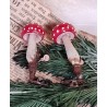 Old glass ornament, mushroom on clip, h: 9 cm.