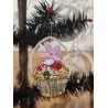 Old glass ornament, flower basket with wire and chenille, h: 7 cm.