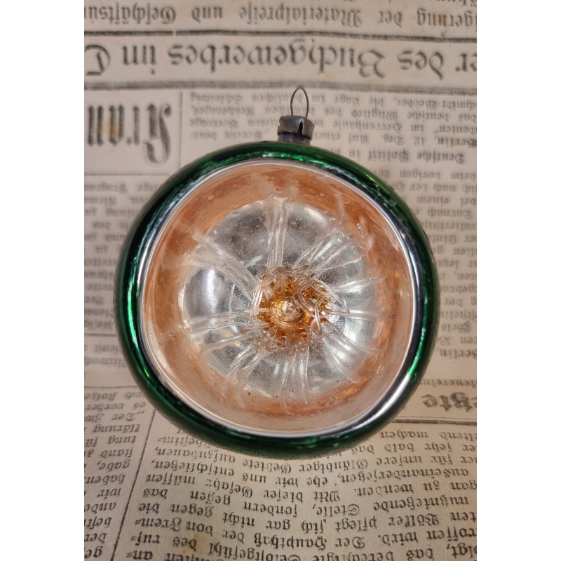 Antique glass ornament, reflector with glass threads, h: 6,5 cm.