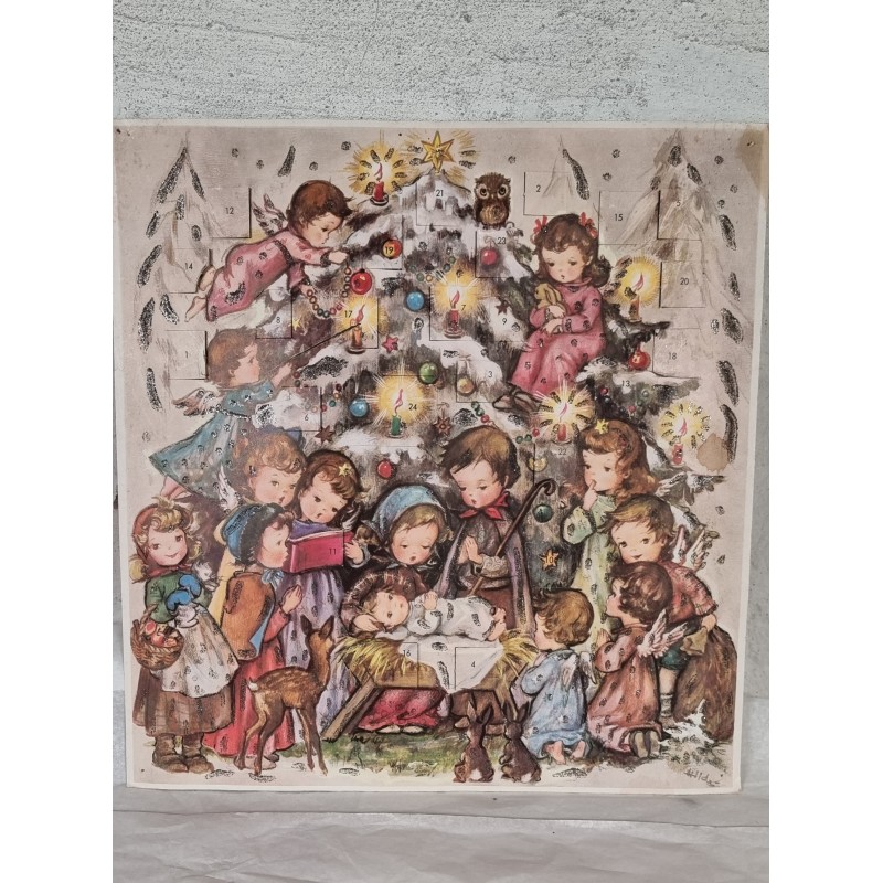Old Christmas calendar from Krüger, size: 28,5 x 29,5 cm.