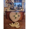 Antique heart shaped candycontainer with decoration, size: 22 x 22 cm.
