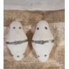 Old Christmas ornaments, white with Mica, h: 9 cm. (2x)