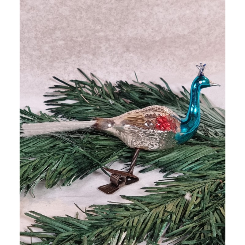 Antique glass ornament, exotic bird, l: 12 cm.