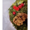 Gammel opstilling fra Erzgebirge med hare, h: 15,5  cm ( harer) 24 cm (løv bagved)